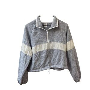 Victoria's Secret PINK Heather Grey 1/4 Zip Cropped Sweatshirt Women's Medium M